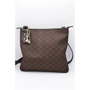 Gucci Monogram Jolicouer Charm Messenger Crossbody Purse Authentic Dark Brown